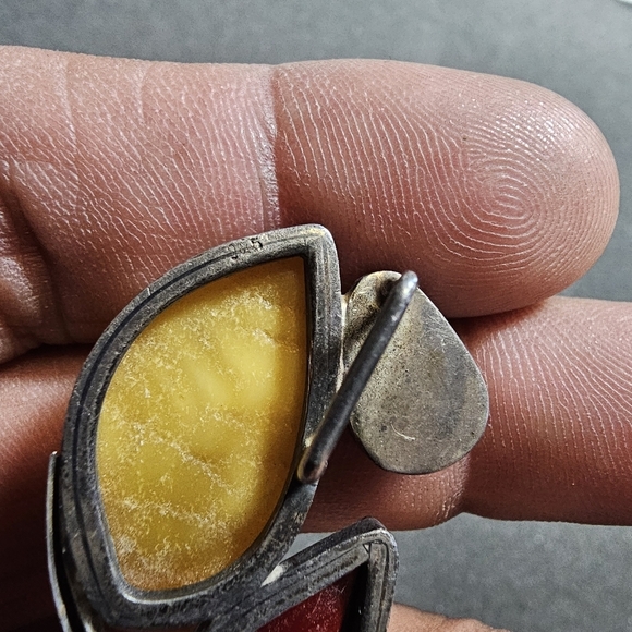 Vintage Sterling Silver 925 Multistone Set Large Abstract Pendant 2.5 Inch shows - Picture 4 of 9